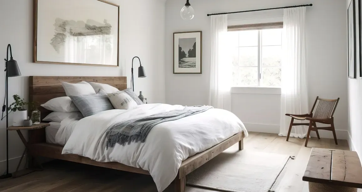 A bedroom with a bed , chair , rug and window.