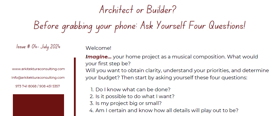 A page that says architect or builder on it