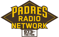 Padres radio network 97.3 the fan logo on a white background