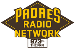 Padres radio network 97.3 the fan logo on a white background