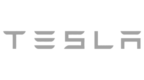 The tesla logo is on a white background.