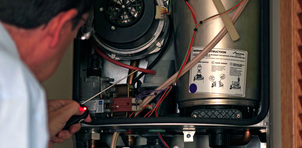 A domestic boiler being tested