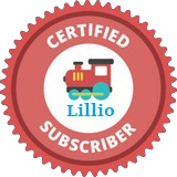 A certified subscriber badge with a train on it