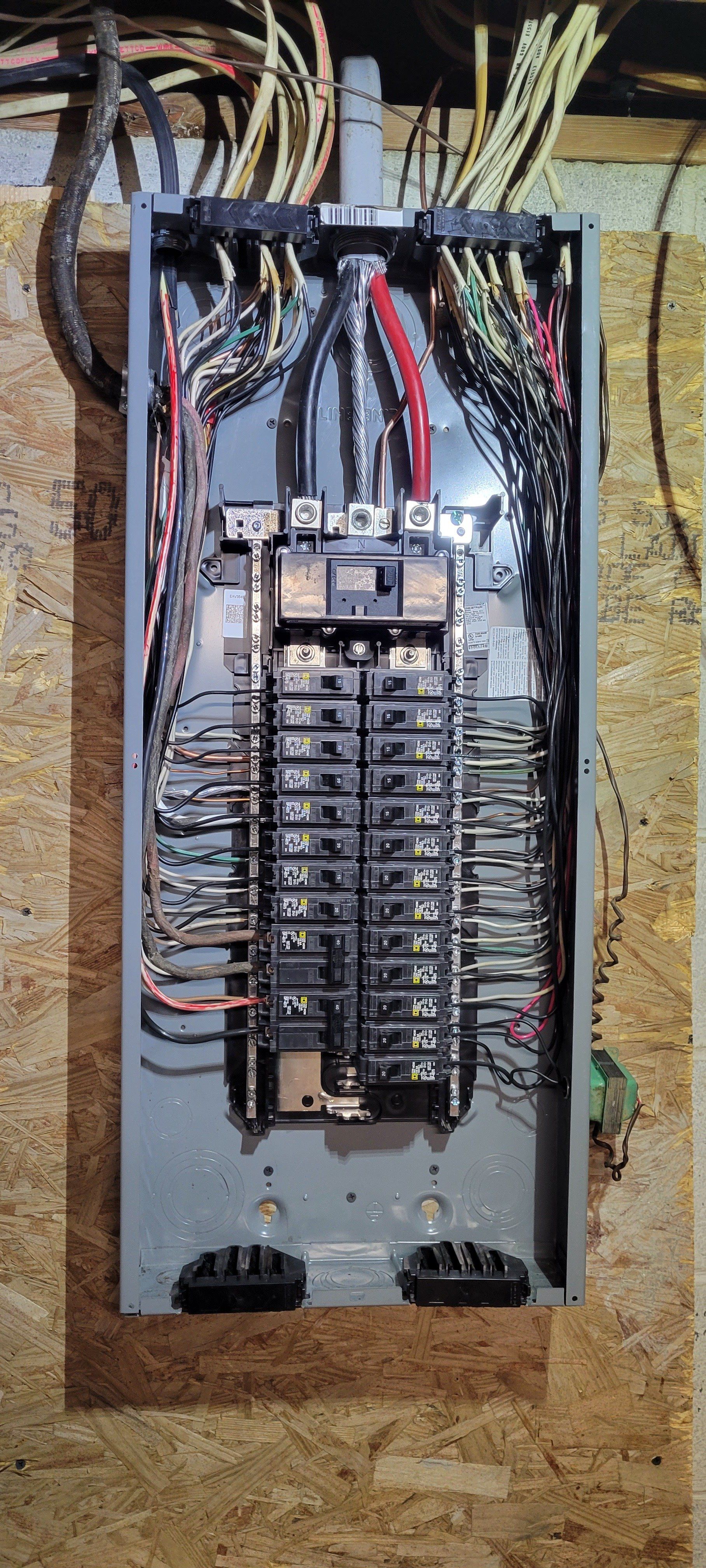 a close up of an electrical panel on a wall .