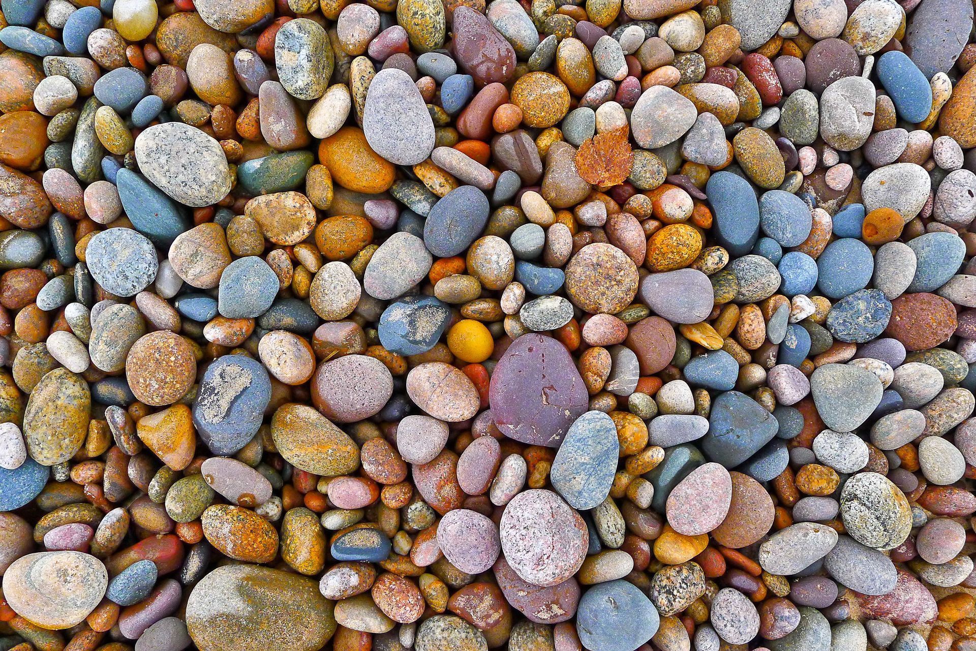 A pile of rocks of different colors and sizes