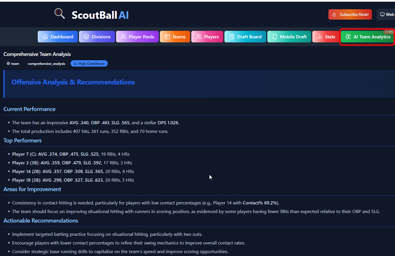 ScoutBall AI Scouting Reports and Development Plans Screenshot