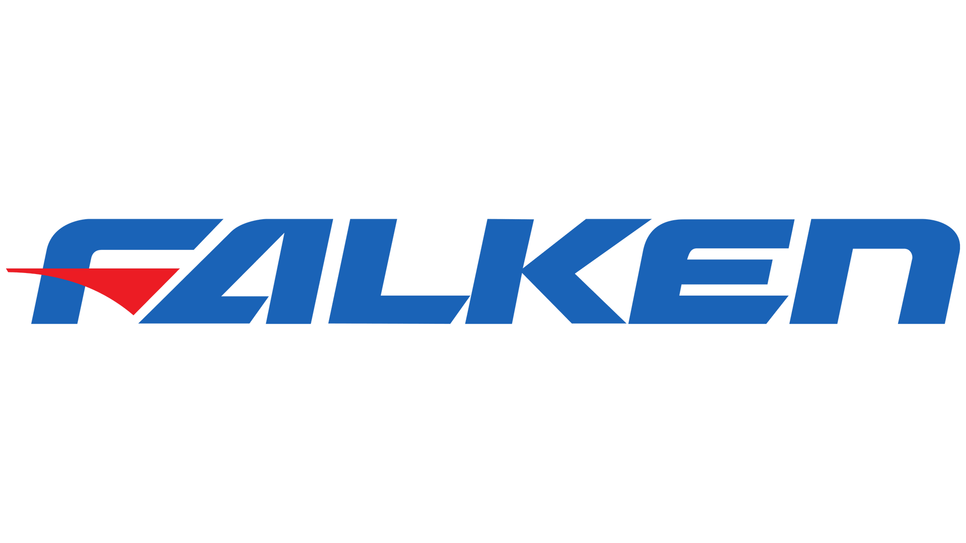Falken tires logo in blue font with a red and white triangle accent.