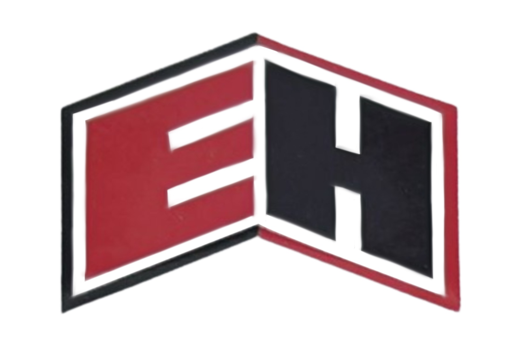 Red and black geometric logo with 