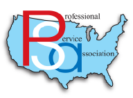 A map of the united states with the words professional service association on it