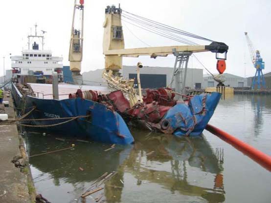 Skagern after her collision with Samskip Courier