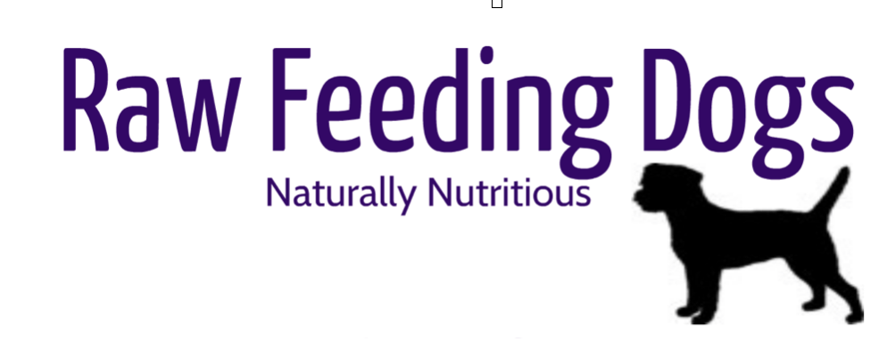 A logo for raw feeding dogs naturally nutritious with a silhouette of a dog.