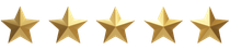 A row of gold stars on a white background.