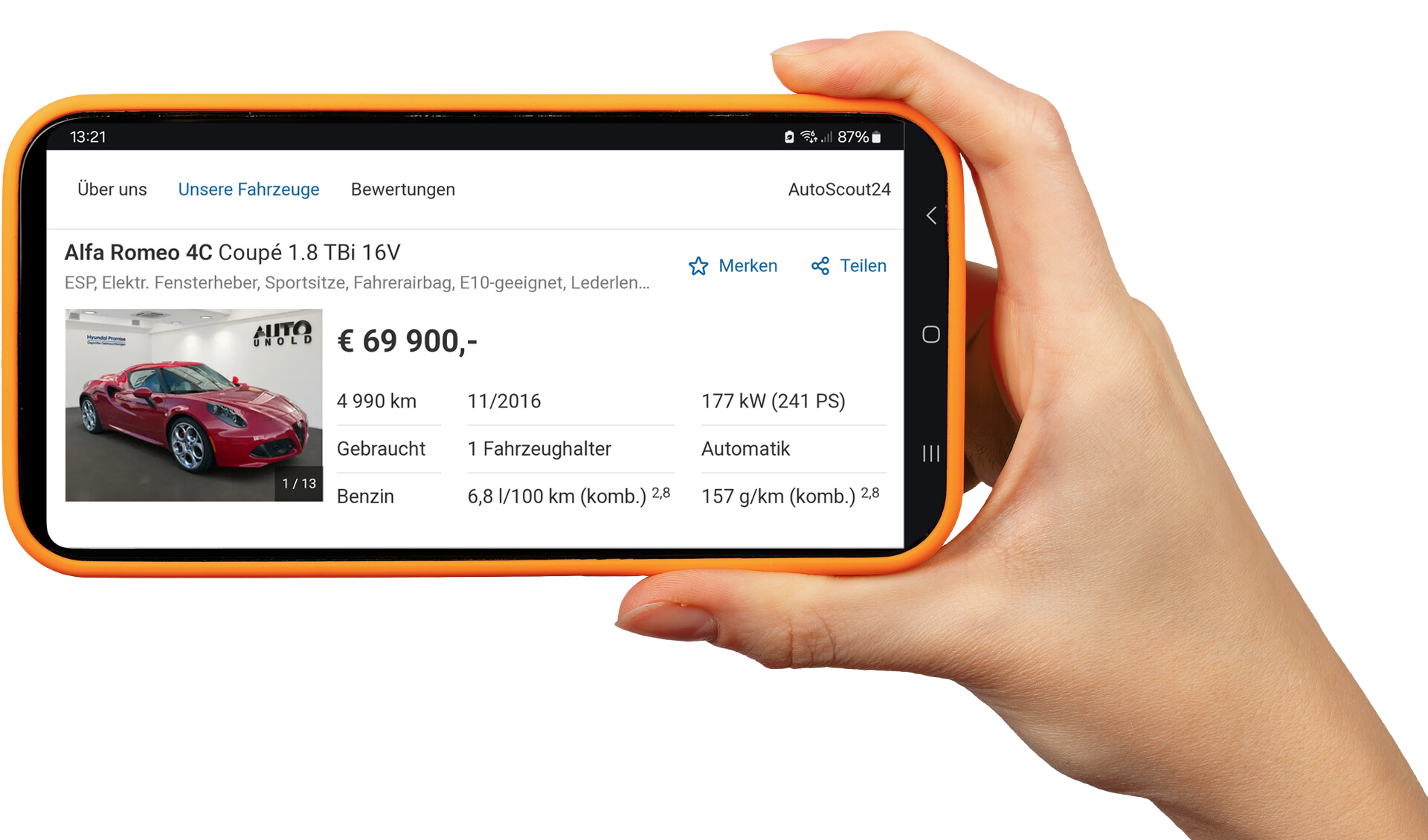 Carmera mobile App Fahrzeuginserate