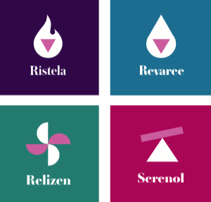 graphic showing 4 logos for female health supplements