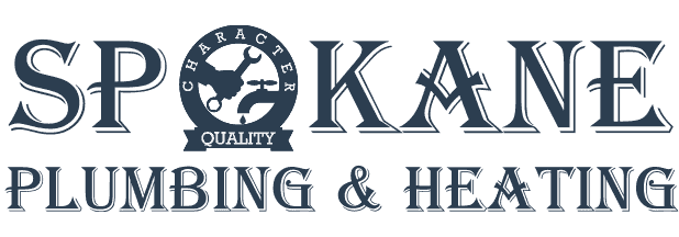Logo for Spokane Plumbing & Heating: text over a graphic of a wrench and faucet.
