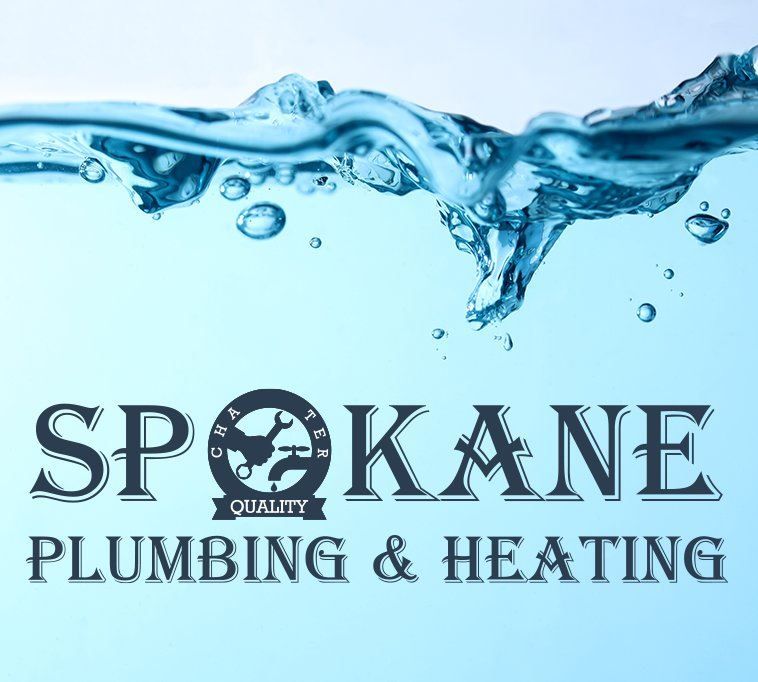 Logo for Spokane Plumbing & Heating against a water background.