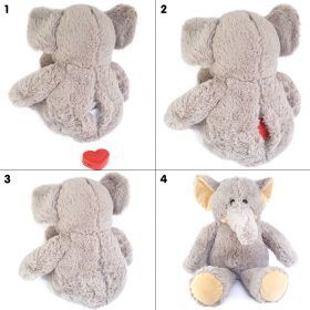 Een zachte olifant met een rood hart in zijn buik