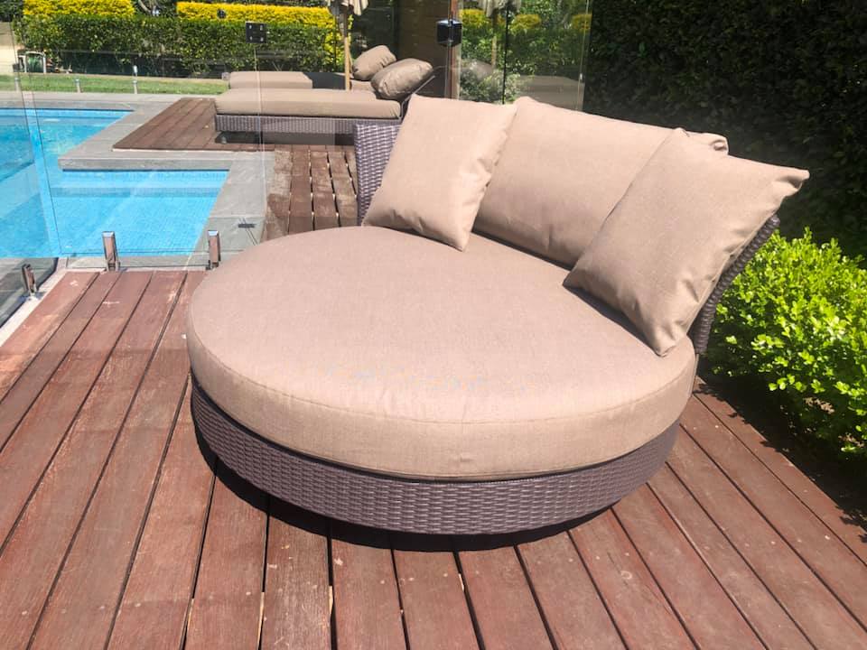 Brown Circle Sofa Upholstery — Sydney, NSW — Platinum Mobile Upholstery