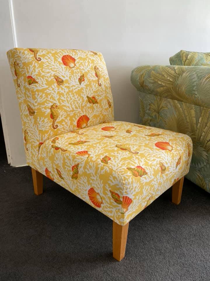 Chair  With Leaf Orange Cover — Sydney, NSW — Platinum Mobile Upholstery
