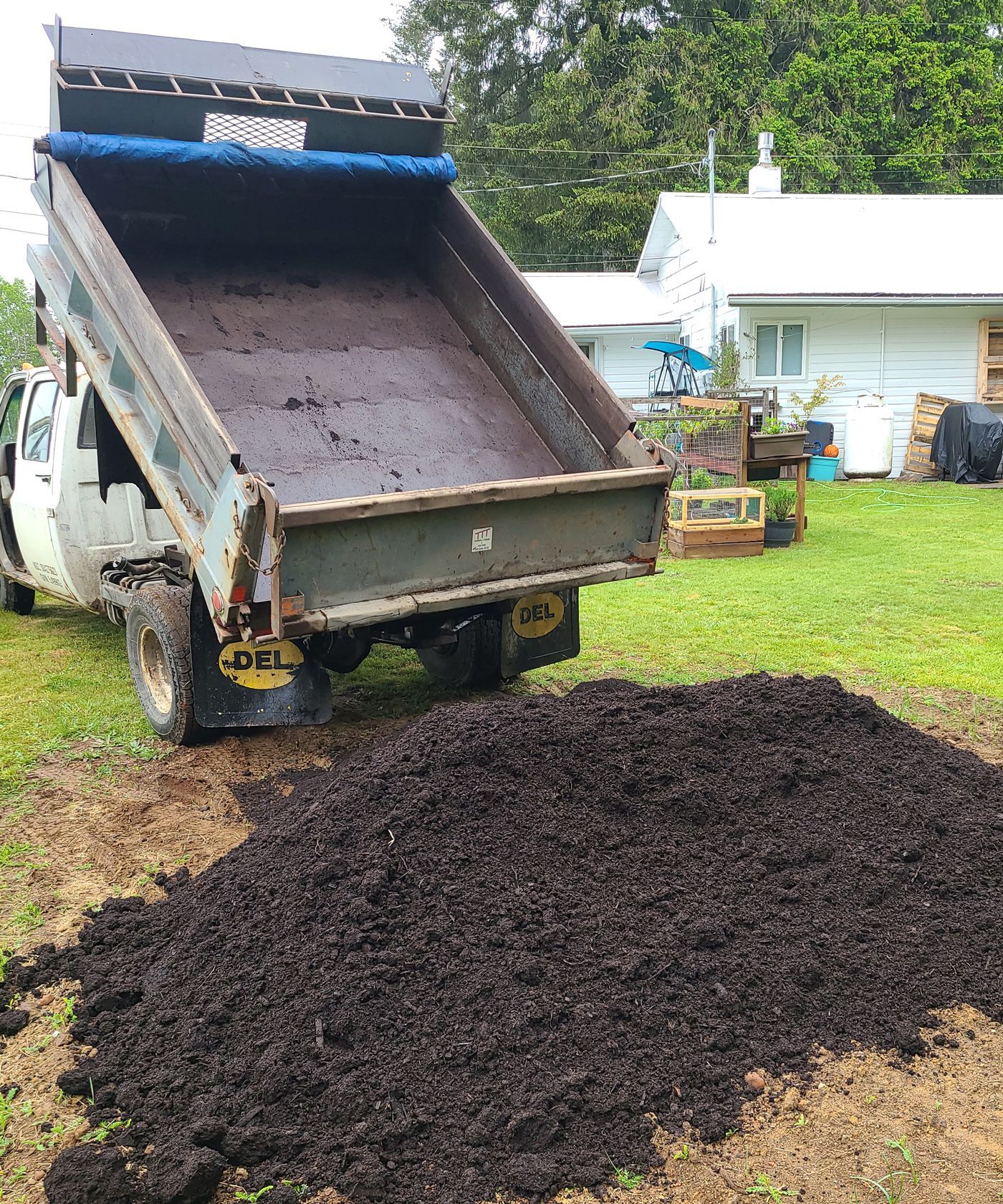 Dump Truck Dumping Soil Dirt