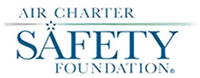 Air Charter Safety Foundation logo with blue text and a horizontal teal line