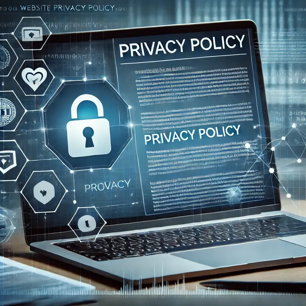 Website privacy policy setup on a laptop screen