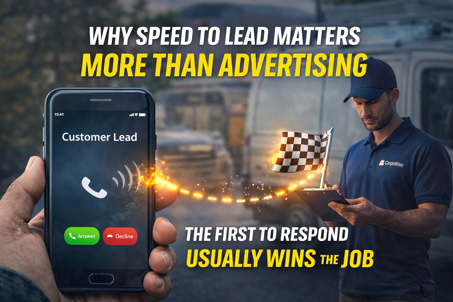 first to respond wins the job marketing graphic