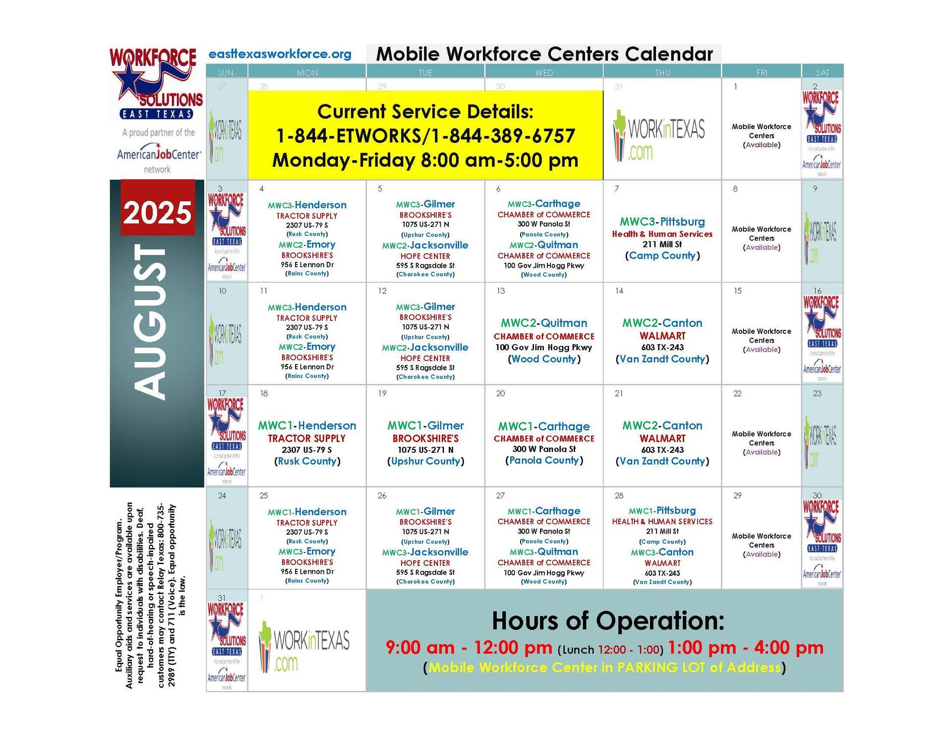 A calendar for the month of August is shown