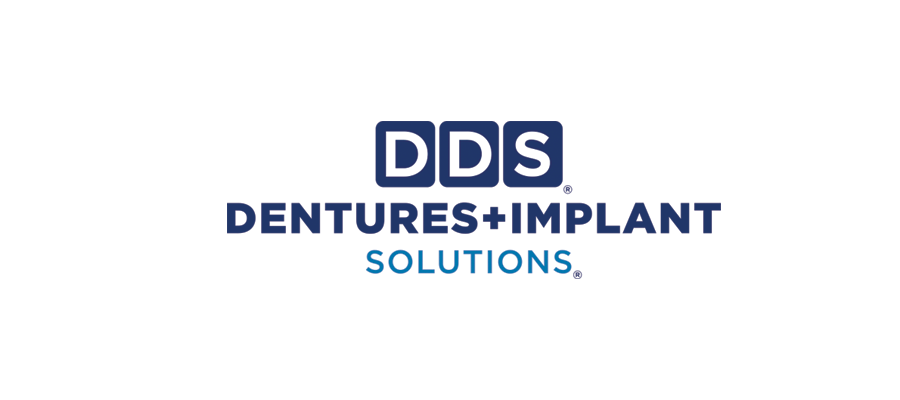 The logo for dds dentures + implant solutions is on a white background.