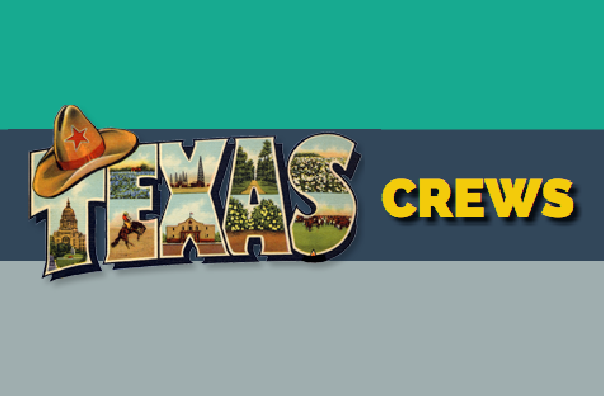A texas crews logo with a cowboy hat on it