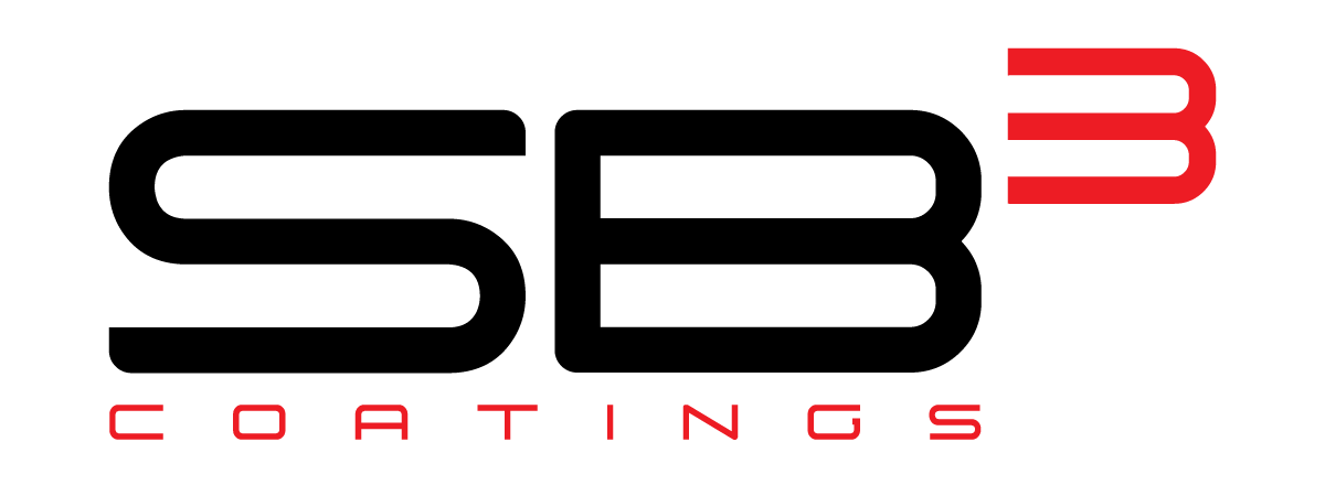 A black and red logo for sb3 coatings