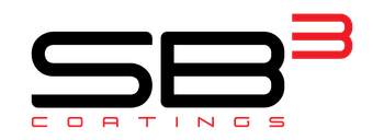 A black and red logo for sb3 coatings