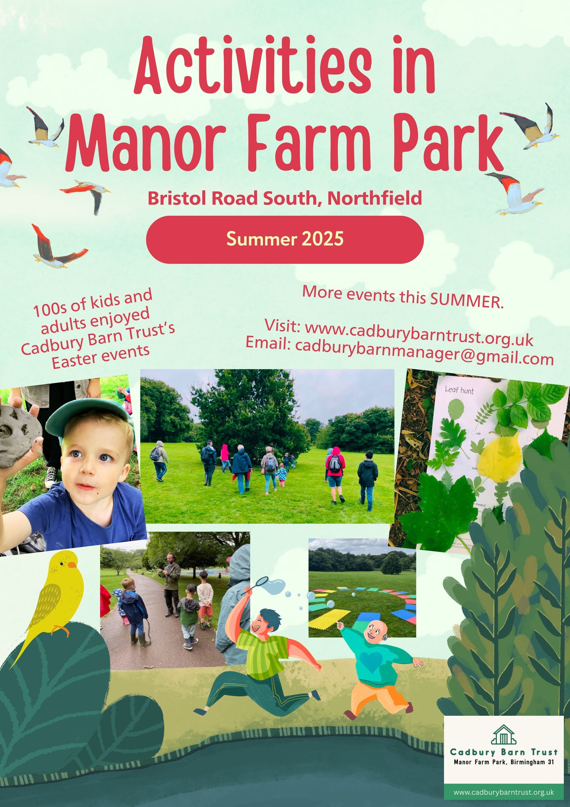 Poster advertising summer activities in Manor Farm Park