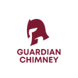 A maroon logo featuring a Spartan helmet icon above the text "GUARDIAN CHIMNEY."