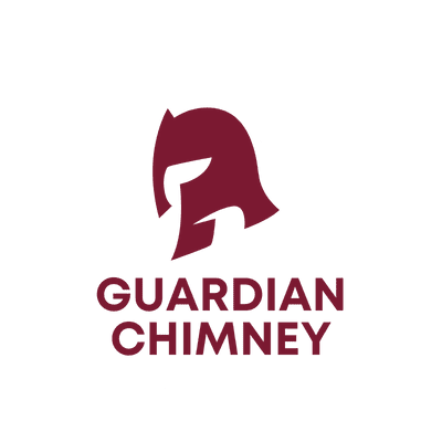 A maroon logo featuring a Spartan helmet icon above the text "GUARDIAN CHIMNEY."