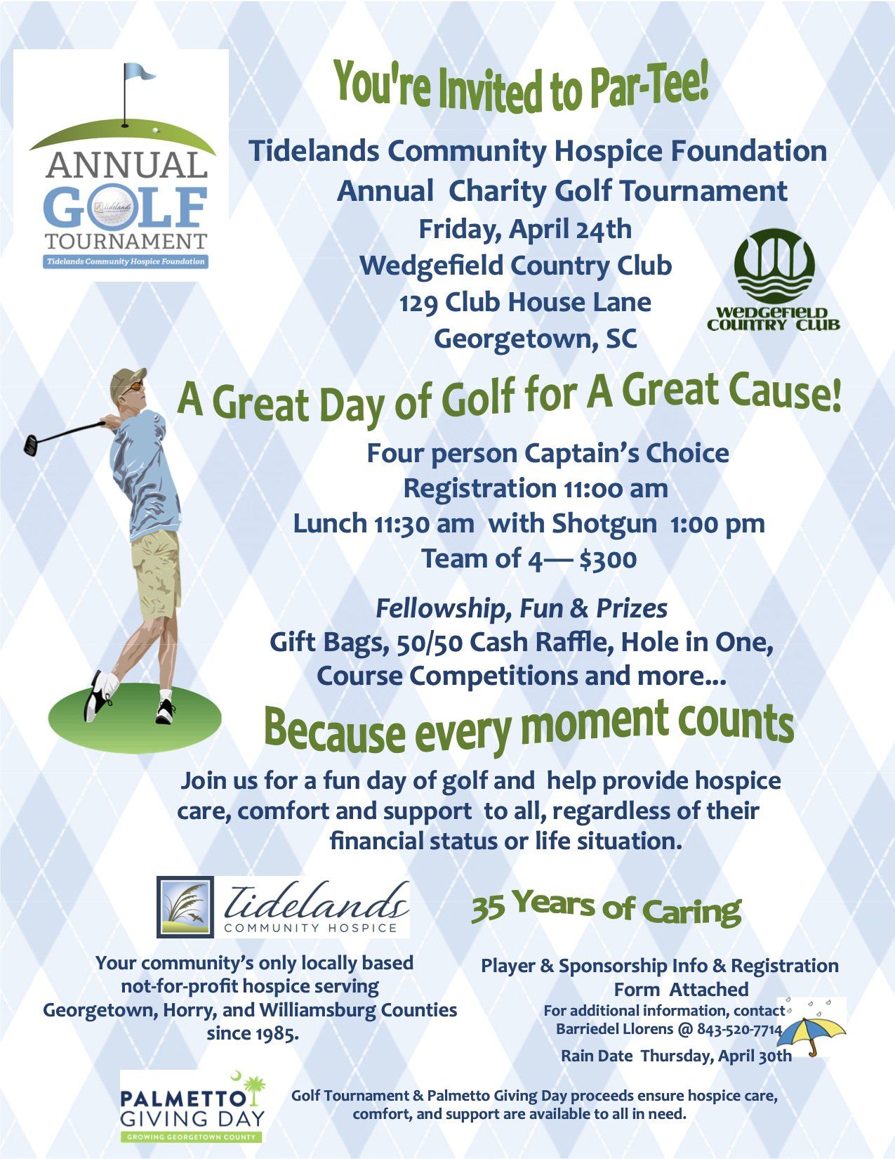 Tidelands Hospice Annual Golf Tournament Flyer