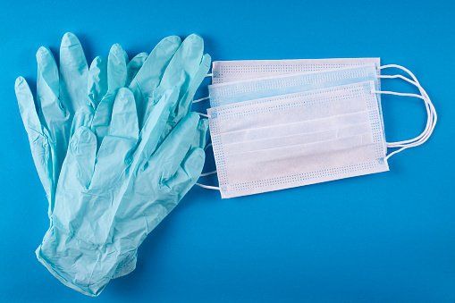 medical gloves and facemask