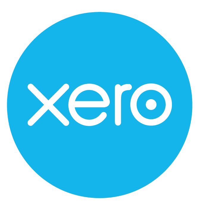 Xero logo: White wordmark on a blue circle.