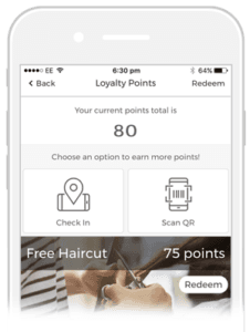 A phone with a loyalty points app on it