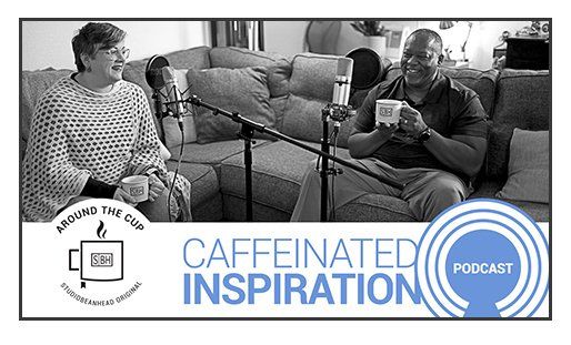christina riley and ed vanzandt sitting on couch coffee talk podcast