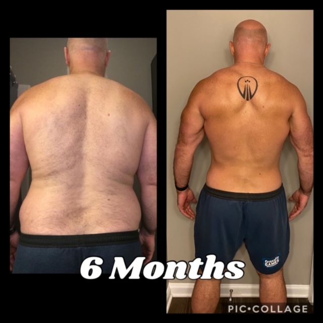 A picture of a man before and after 6 months