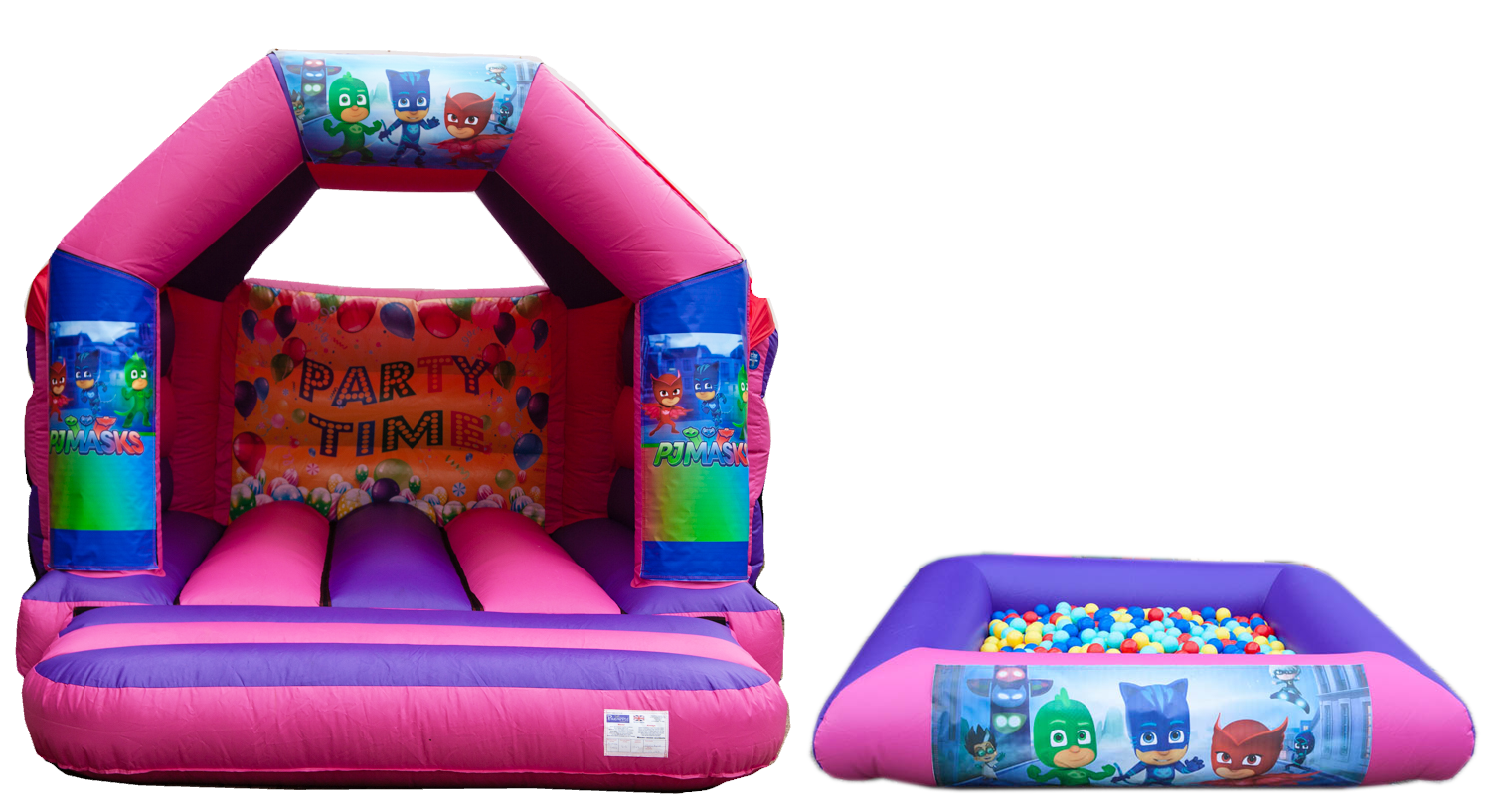 Pink & Purple Bouncy castle and ballpool hire in Ashwell