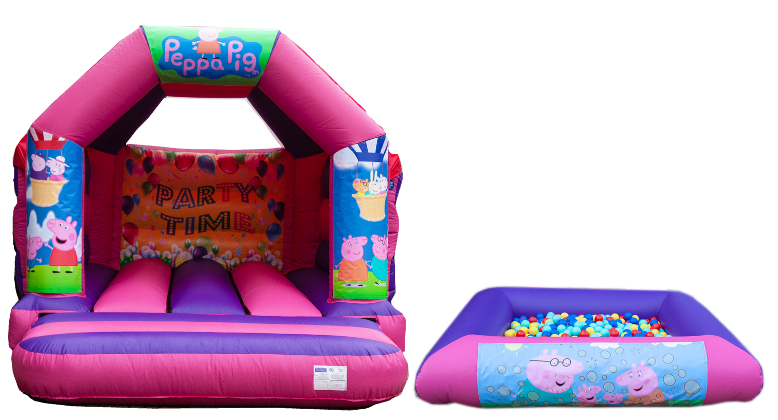 Pink & Purple Bouncy castle and ballpool hire in Knebworth