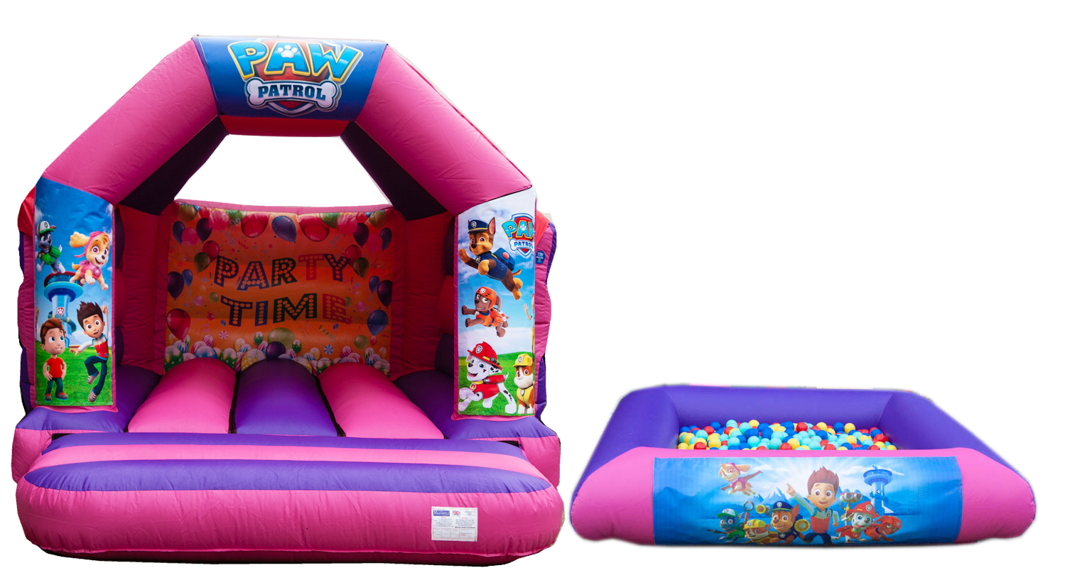 Pink & Purple Bouncy castle and ballpool hire in Walkern