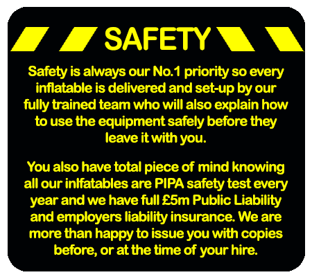 Safety is very important to Koncept Bouncy castles