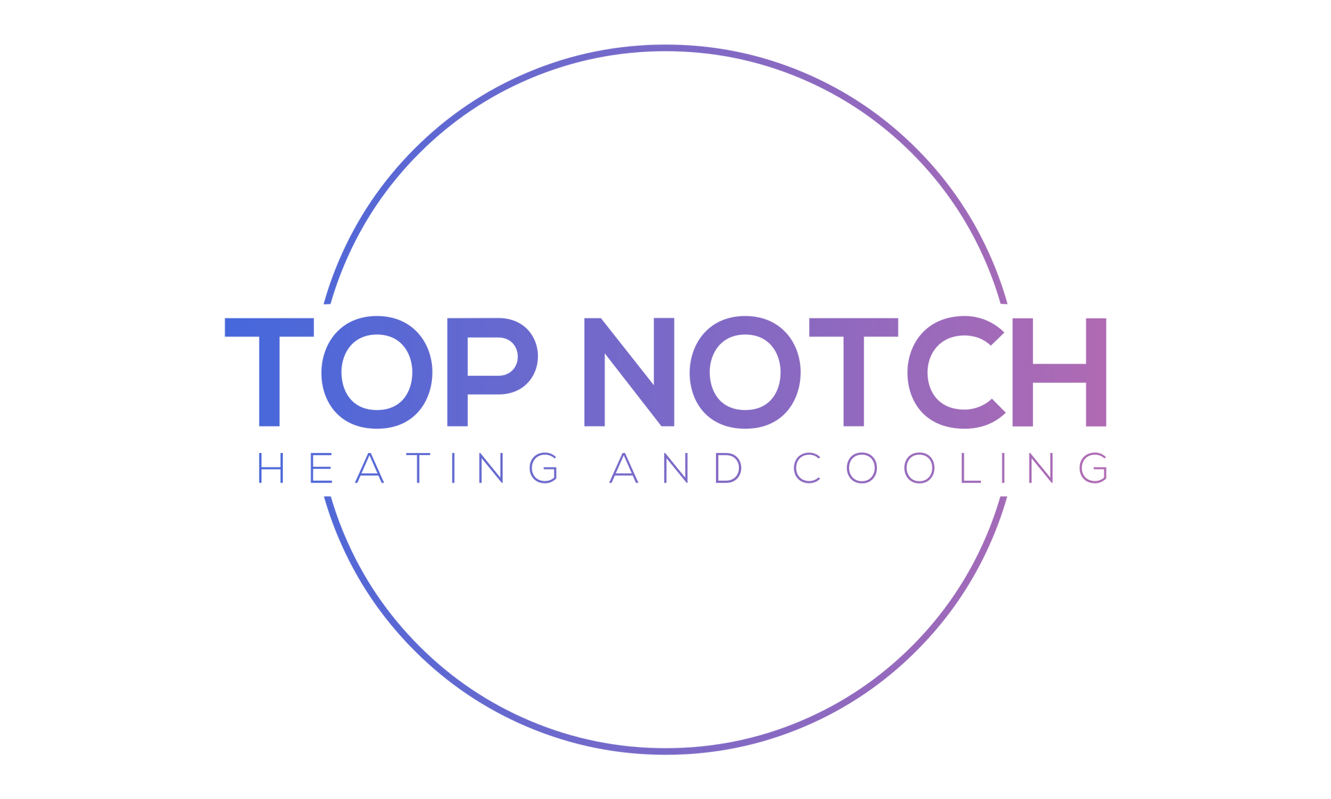 The logo for top notch heating and cooling is purple and blue.