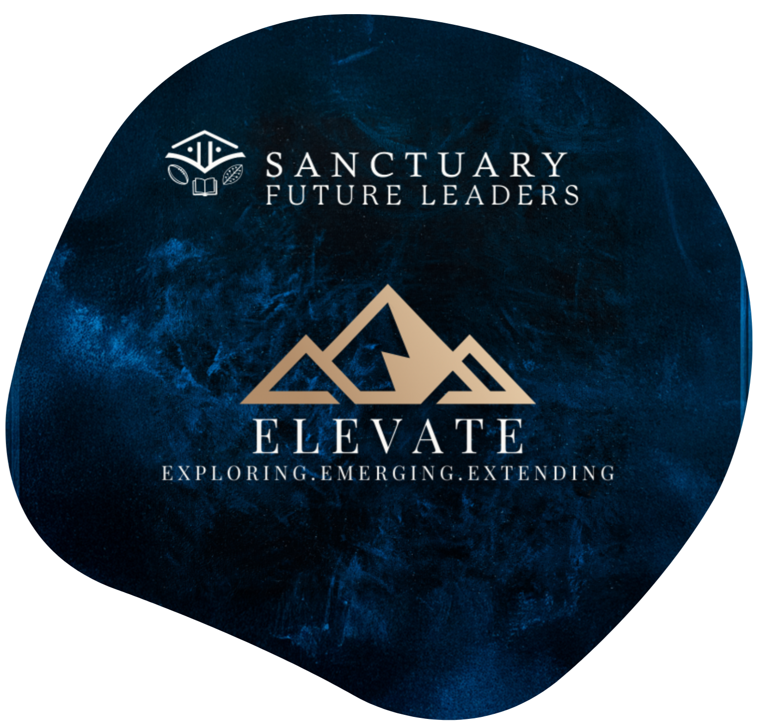 Logo for Sanctuary Future Leaders program, featuring a mountain design with the word