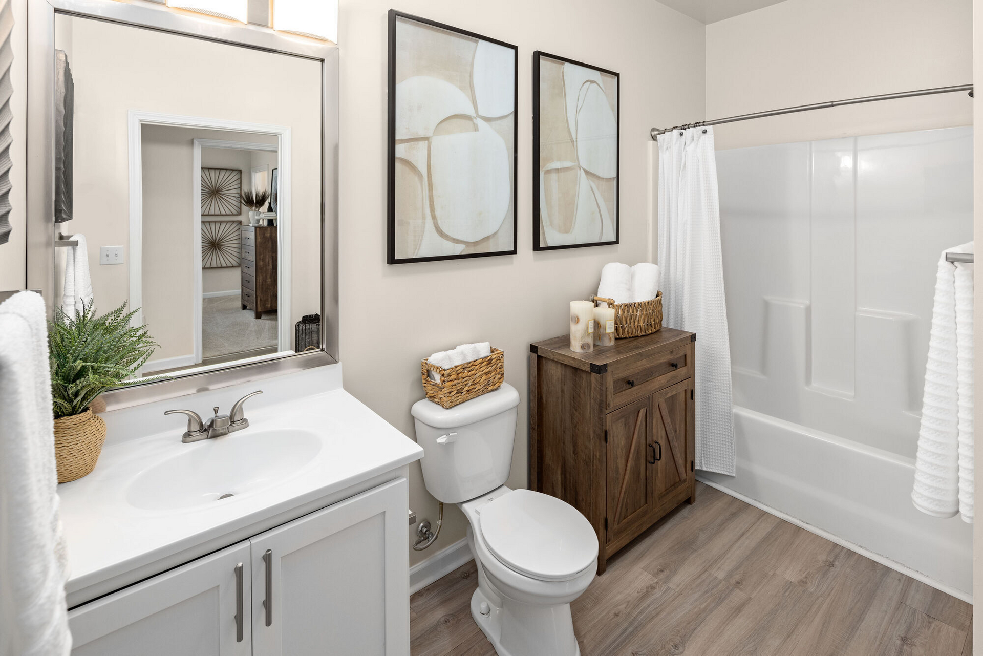 apartment bathroom at Conrad at Concord Mills.