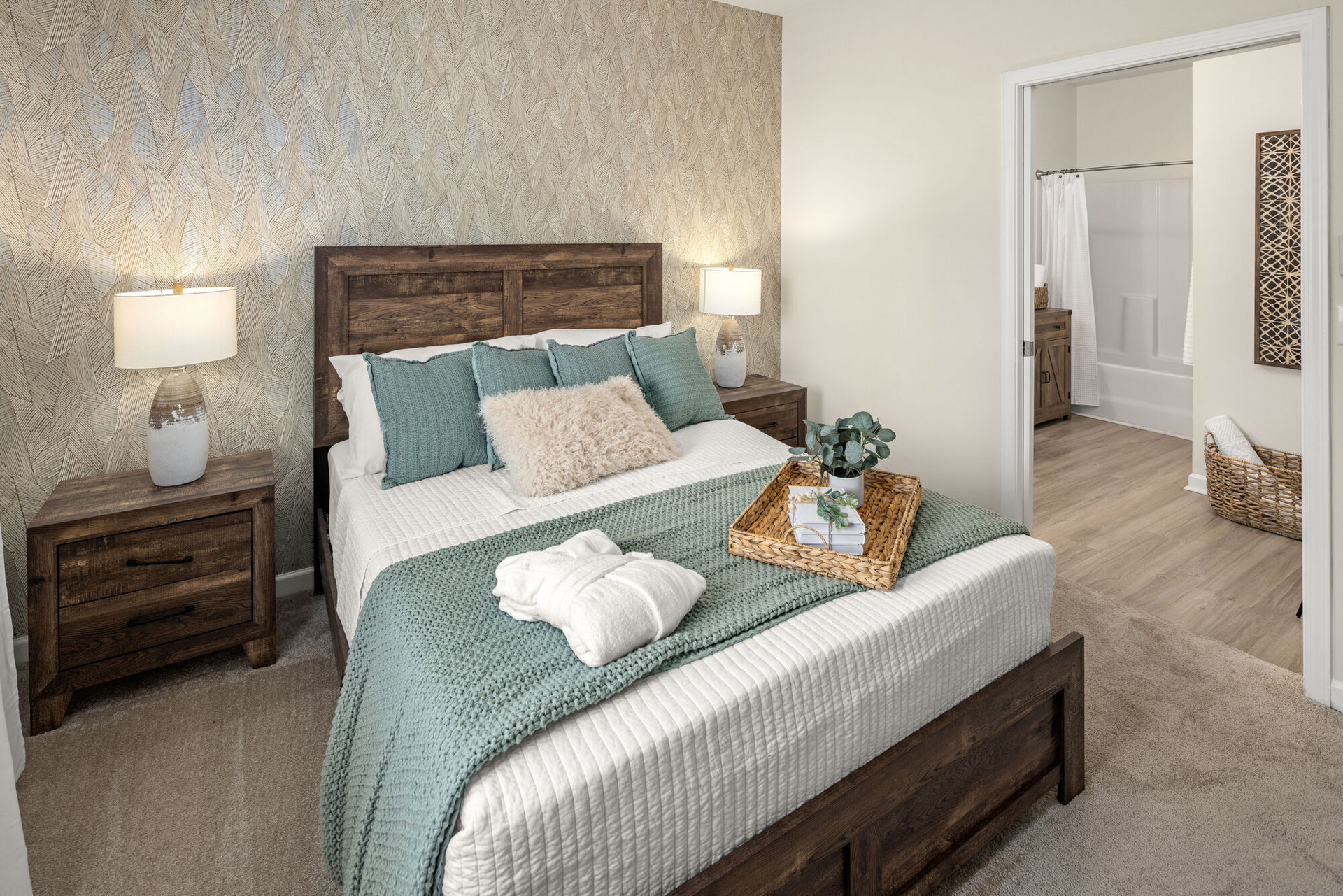 apartment bedroom at Conrad at Concord Mills.