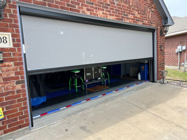 Right Side view-exterior shades for garage door Love is Blinds Kentucky